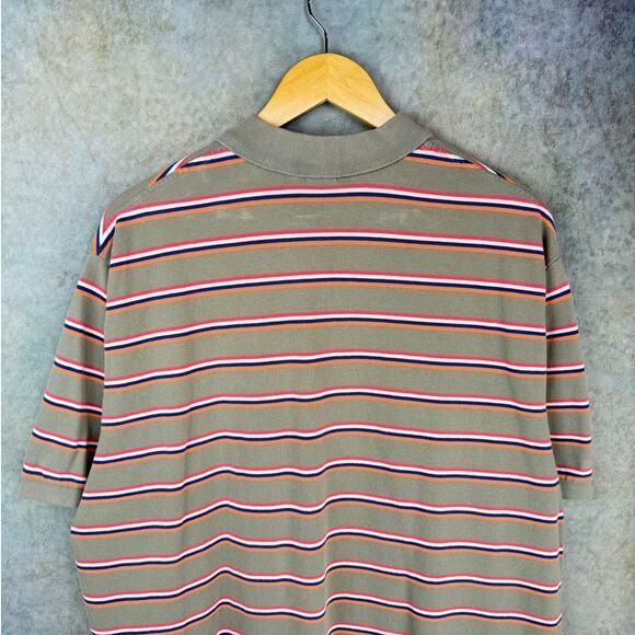 VTG 90s Polo Ralph Lauren Polo Shirt Mens Sz XL Striped Tan Colors Retro - Picture 8 of 8